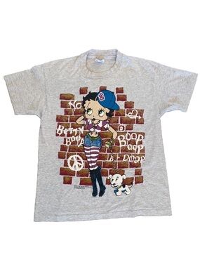 VTG 90s Betty Boop Hip Hop Graffiti Spellout Pudgy Dog Single Stitch T Shirt XL